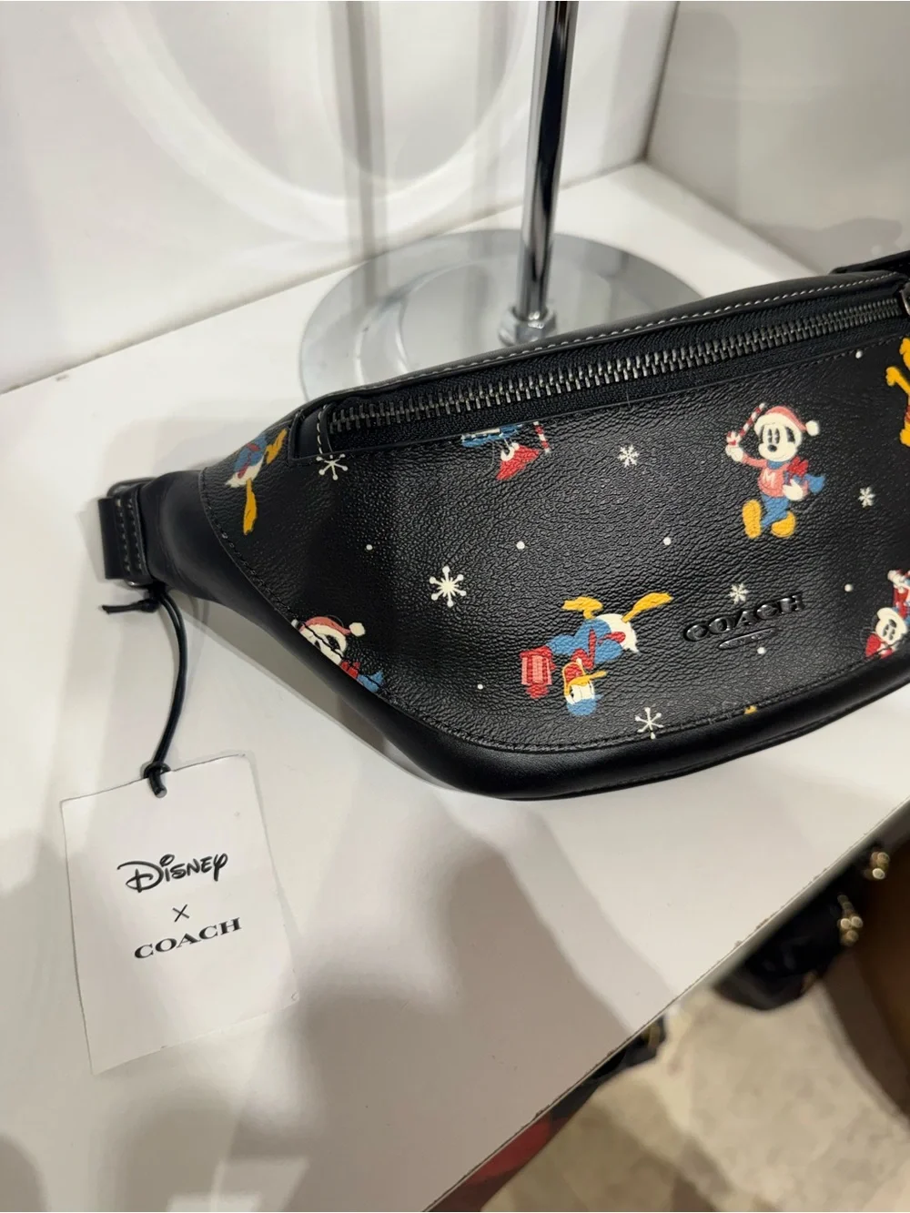 Coach Black Leather Disney Character Print Belt Bag